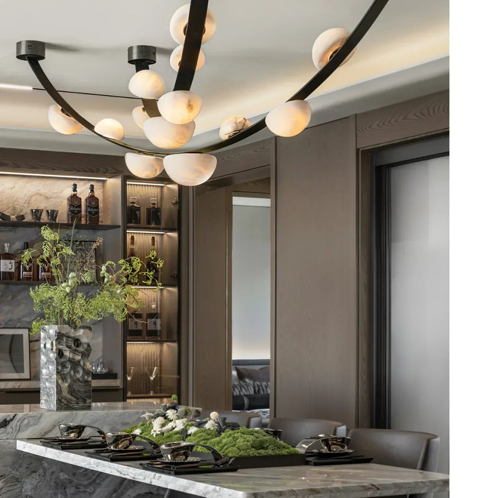Alex Modern Dew Drops Alabaster Chandelier - Riviko