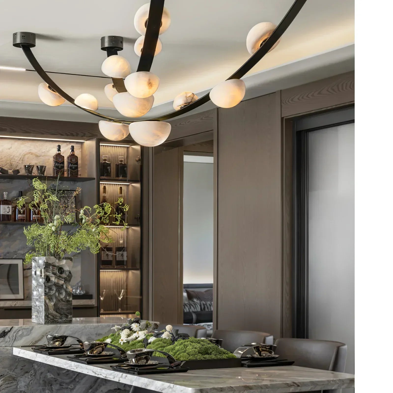Alex Modern Dew Drops Alabaster Chandelier - Riviko