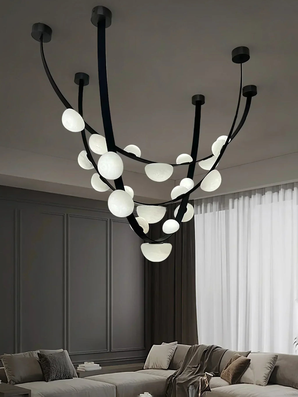 Alex Modern Dew Drops Alabaster Chandelier - Riviko