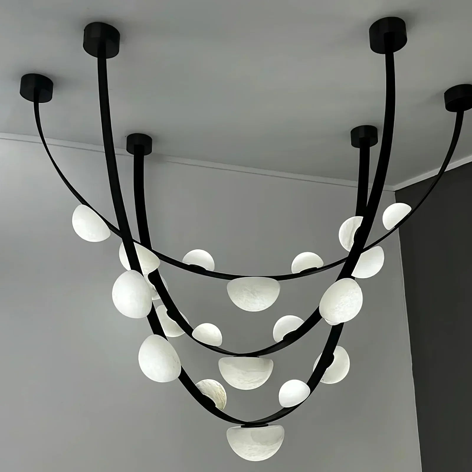Alex Modern Dew Drops Alabaster Chandelier - Riviko