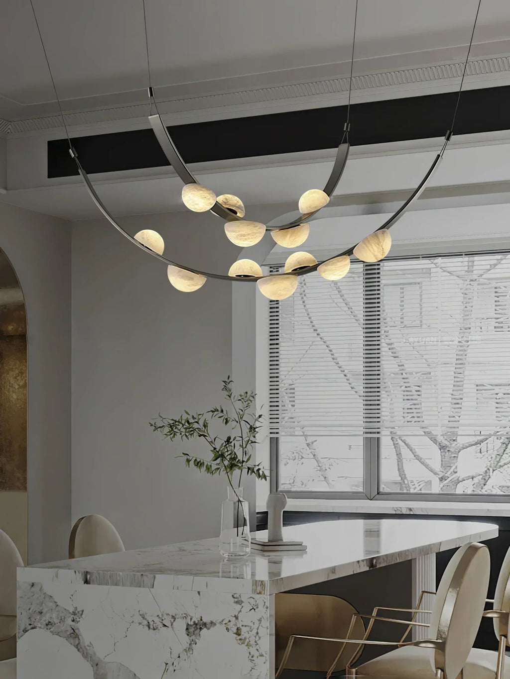 Alex Modern Dew Drops Alabaster Chandelier - Riviko