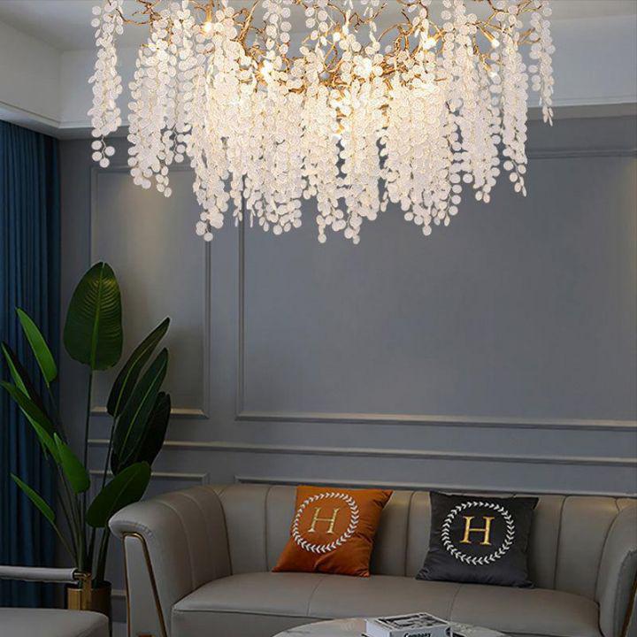 Riviko Veridian Bloom Linear Branch Chandelier - grand American foyer with two-story ceiling