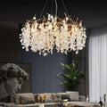 Riviko Verdant Bloom Round Branch Chandelier - American master bedroom with coffered ceiling