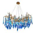Artistic Branch Chandelier with Blue Glaze Drops for Dining Room