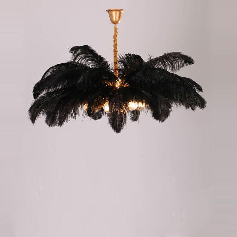 Riviko Veridian Plume Brass Feather Chandelier - Background Shot