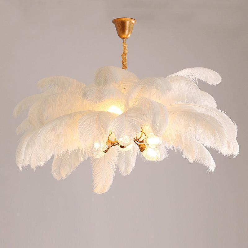Riviko Veridian Plume Brass Feather Chandelier - Background Shot
