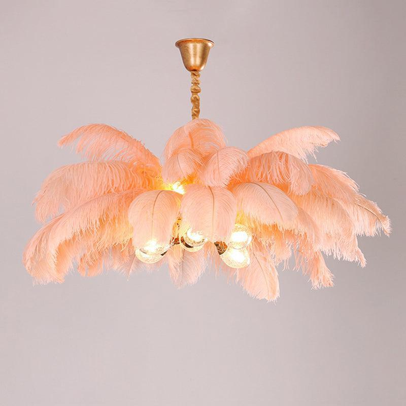 Riviko Veridian Plume Brass Feather Chandelier - Background Shot