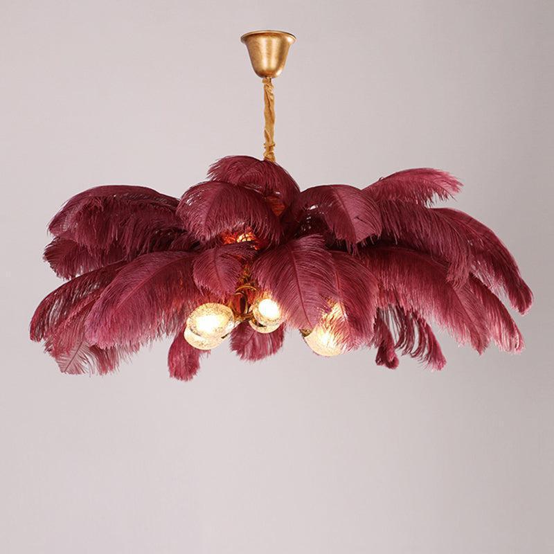 Riviko Veridian Plume Brass Feather Chandelier - Background Shot
