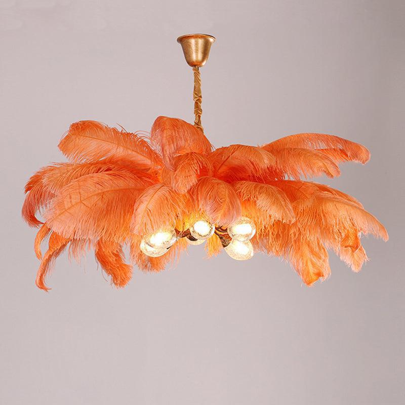 Riviko Veridian Plume Brass Feather Chandelier - Background Shot