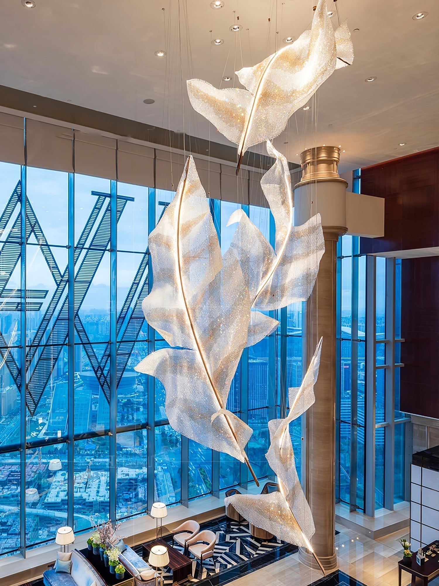 Galaxy Falling Leaves Glass Crystal Spiral Chandelier