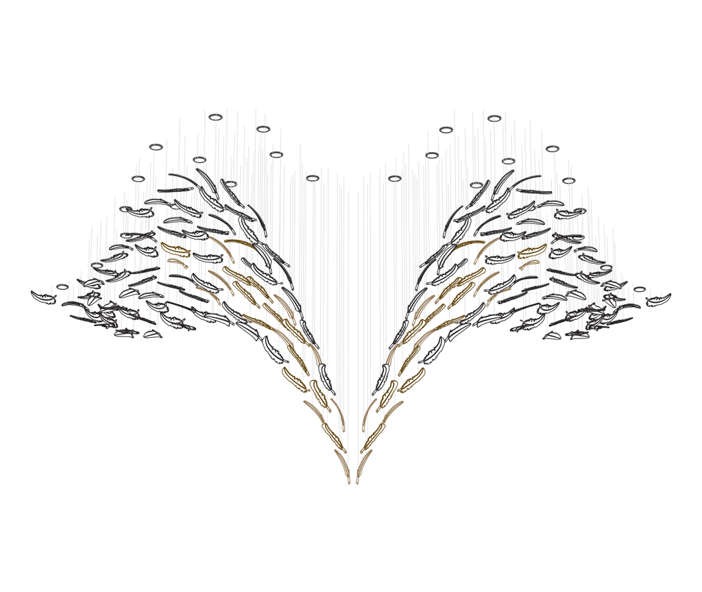 Branch Feather Handblown Glass Chandelier