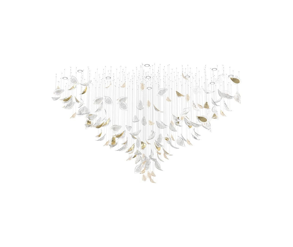 Floating Leaves Meteor Shower Crystal Spiral Chandelier