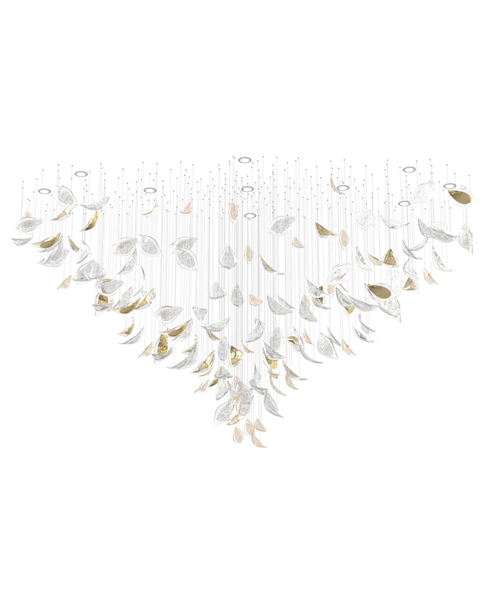 Floating Leaves Meteor Shower Crystal Spiral Chandelier