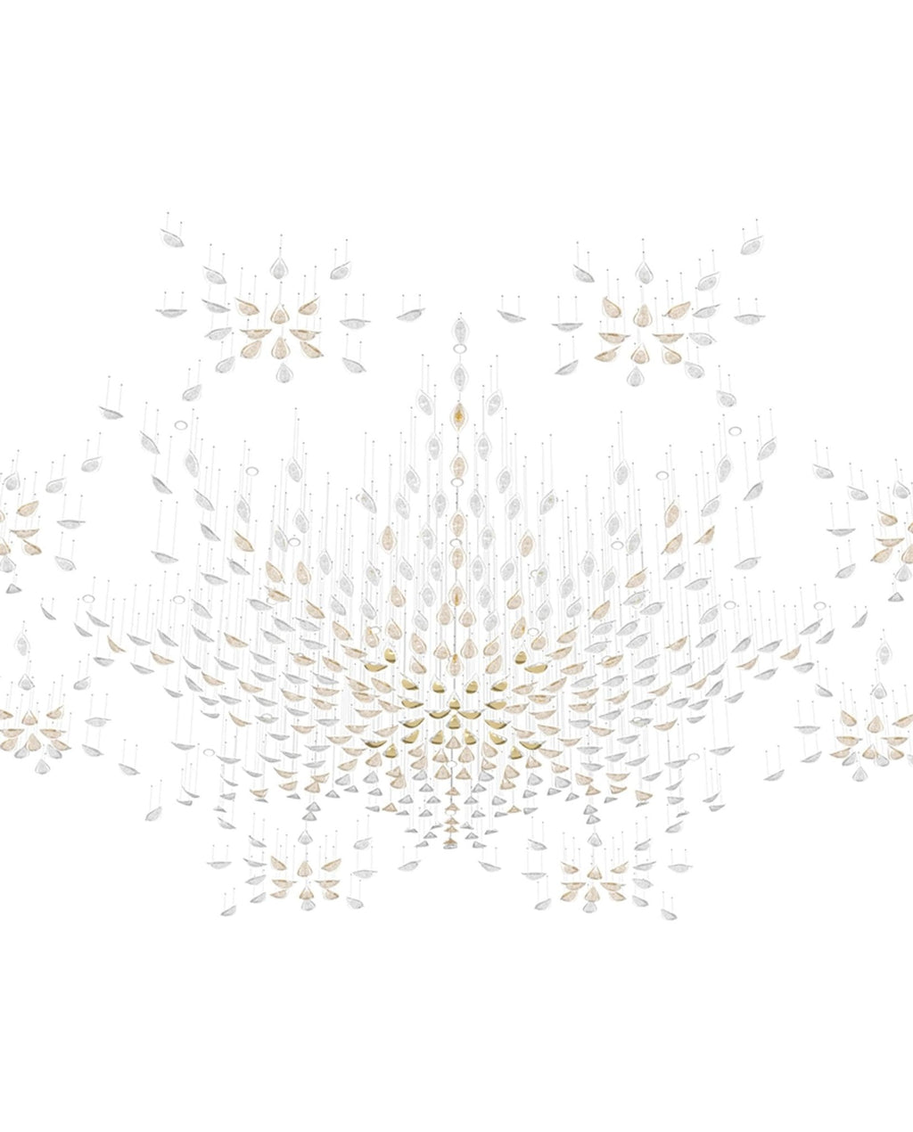 Floating Leaves Meteor Shower Crystal Spiral Chandelier