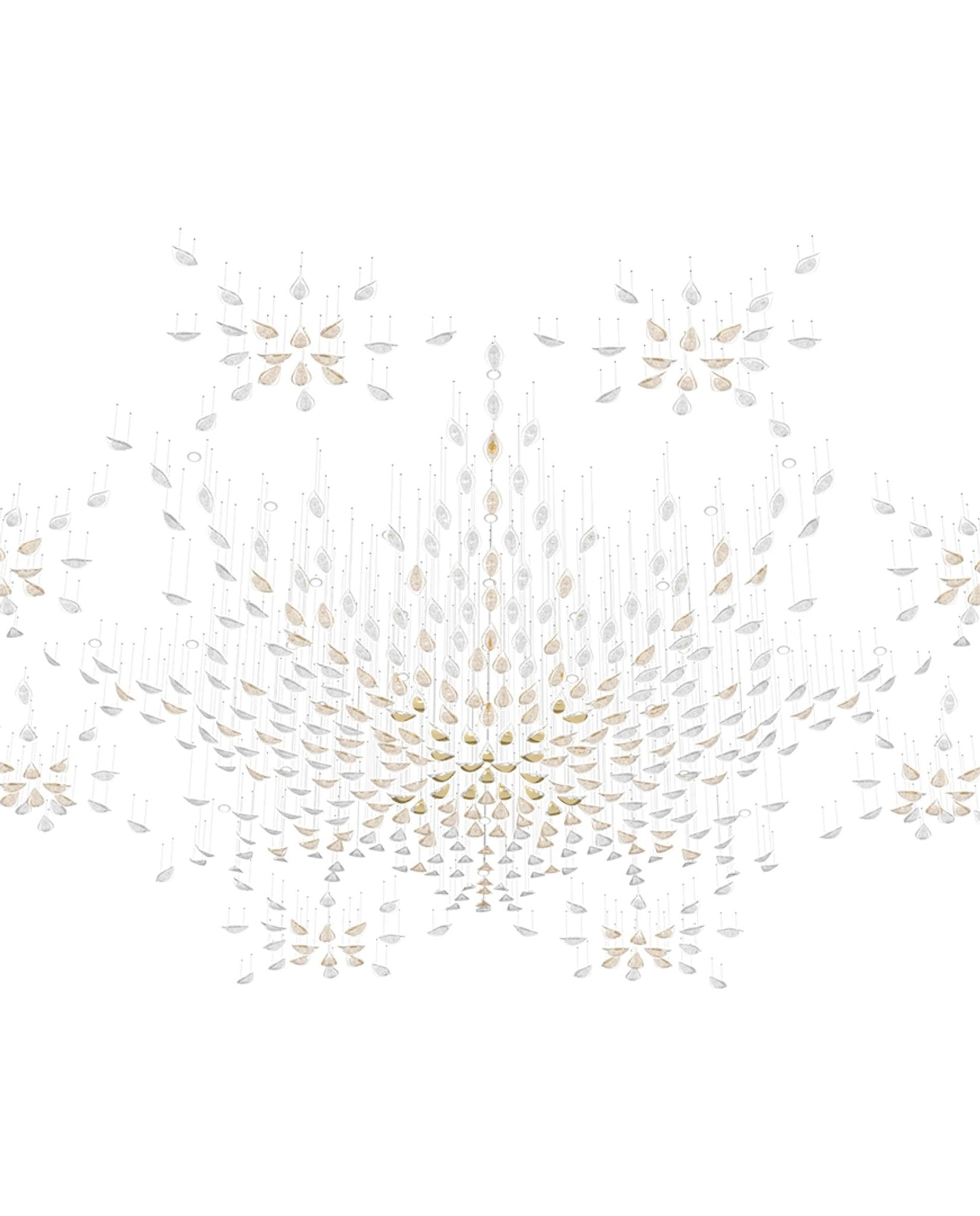 Floating Leaves Meteor Shower Crystal Spiral Chandelier