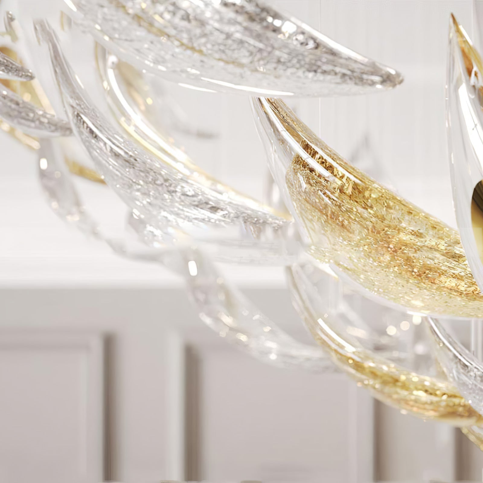 Floating Leaves Meteor Shower Crystal Spiral Chandelier
