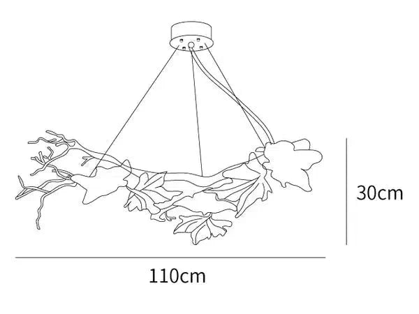 Riviko Veridian Branch Brass Chandelier - Background Shot