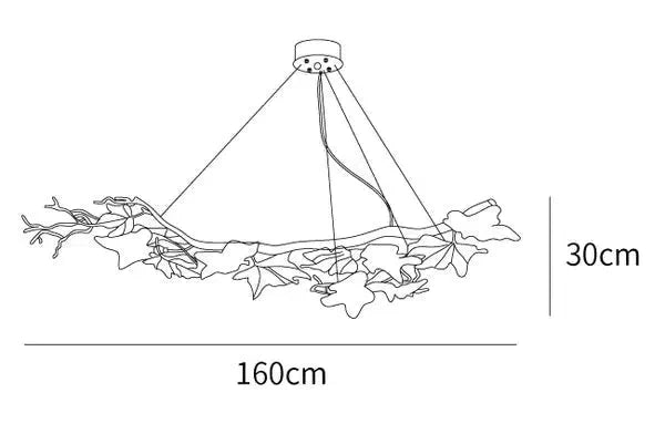 Riviko Veridian Branch Brass Chandelier - Background Shot