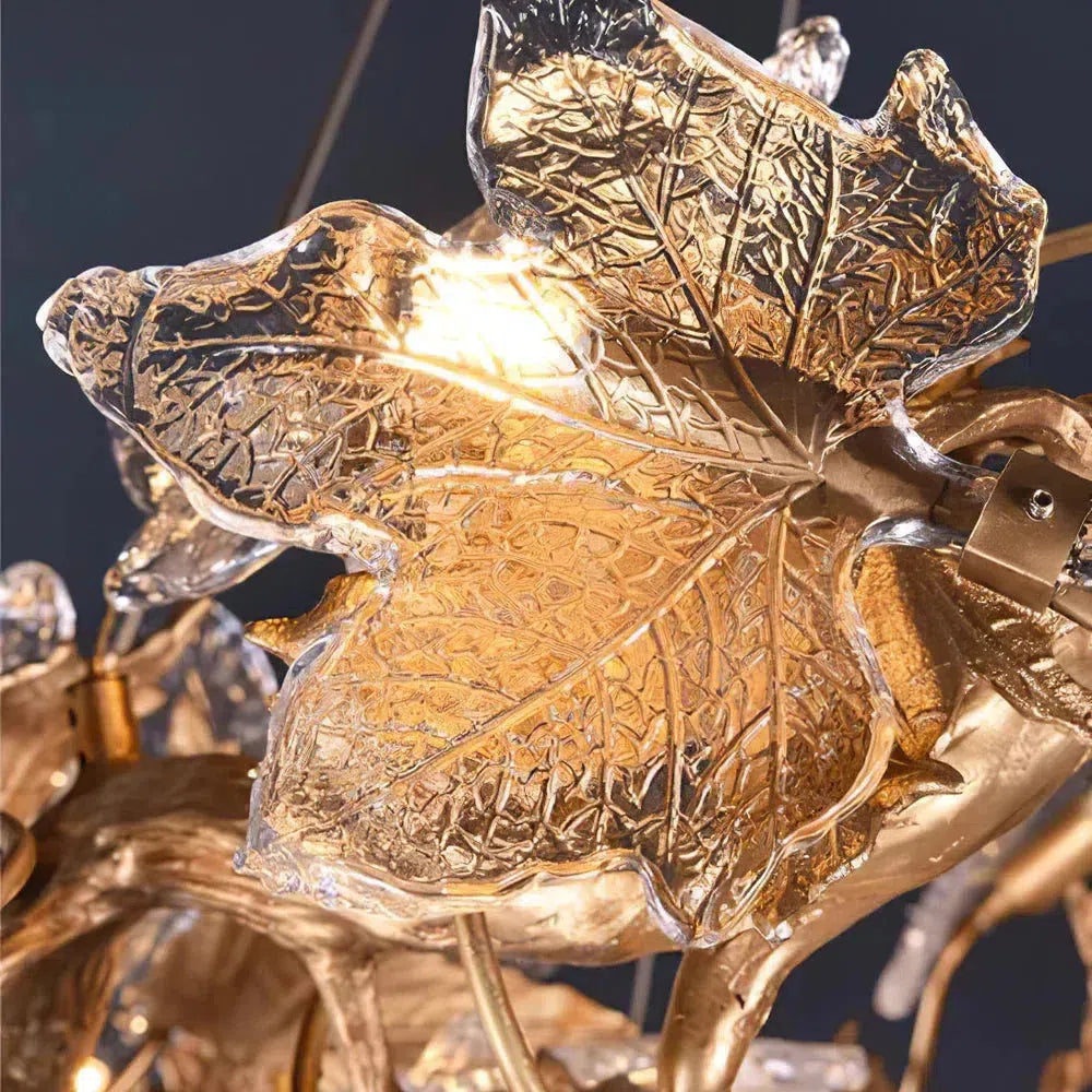 Riviko Veridian Branch Brass Chandelier - Background Shot