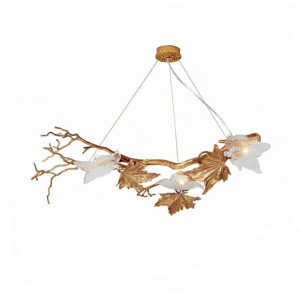Riviko Veridian Branch Brass Chandelier - Background Shot