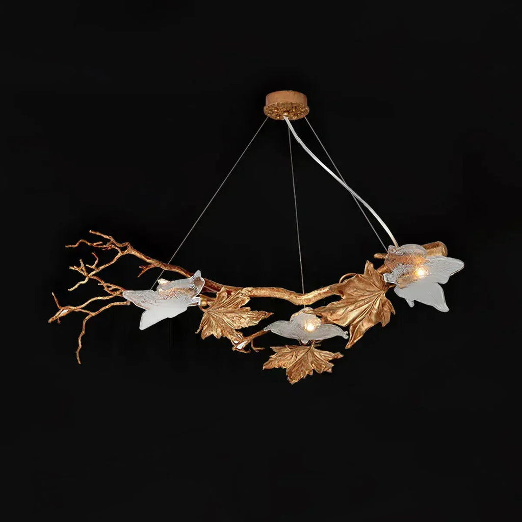 Riviko Veridian Branch Brass Chandelier - Background Shot