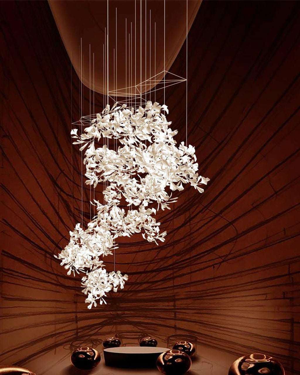 Gingko Ceramic Branch Chandelier F