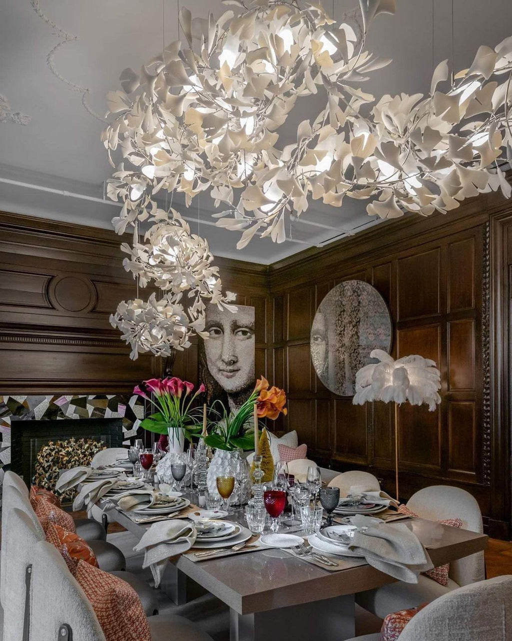 Gingko Ceramic Branch Chandelier C