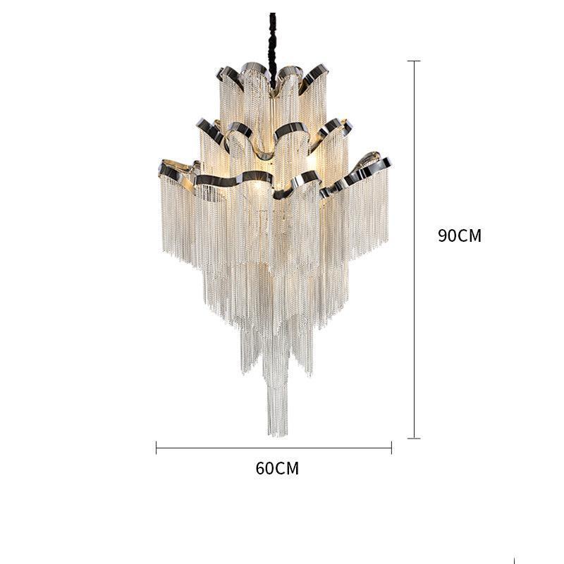 Riviko Radiant Cascade Aluminum Chain Tassel Chandelier - Background Shot
