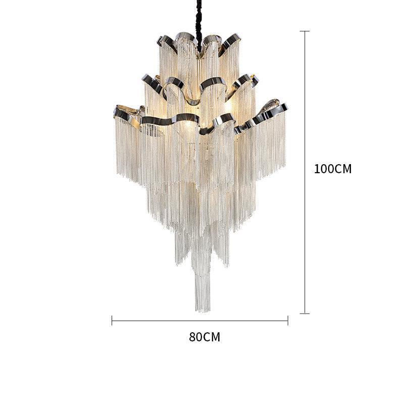 Riviko Radiant Cascade Aluminum Chain Tassel Chandelier - Background Shot