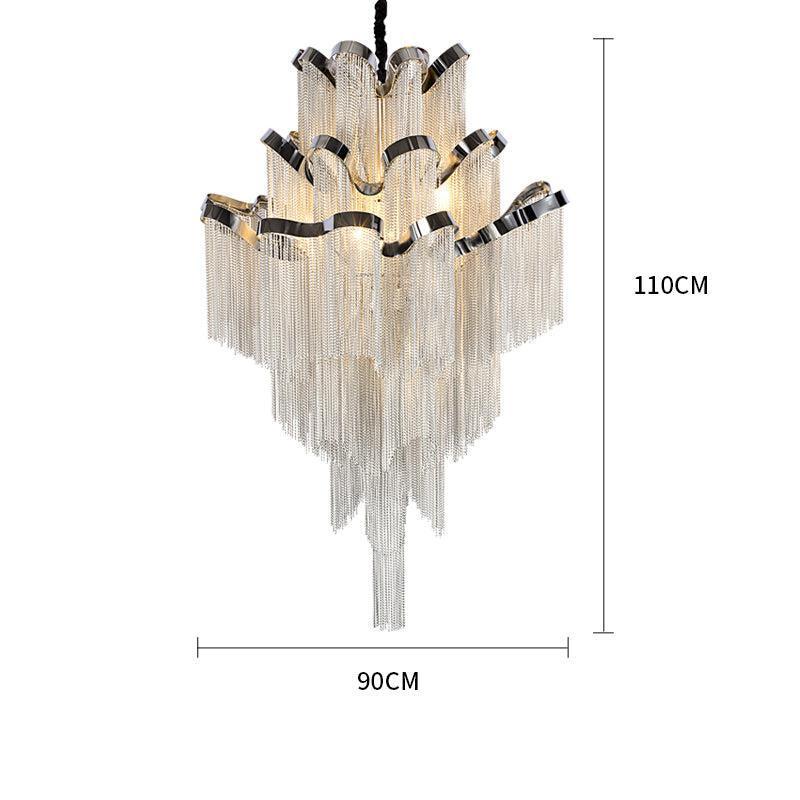 Riviko Radiant Cascade Aluminum Chain Tassel Chandelier - Background Shot