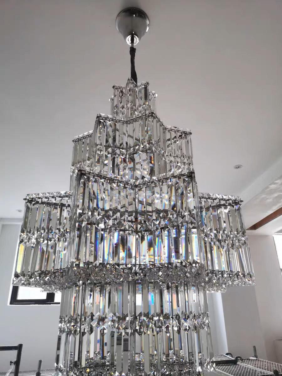 Luxury Plaza Multi-Tier Crystal Chandelier for High Ceilings/Hotel Hall / 2 Story Foyer - riviko