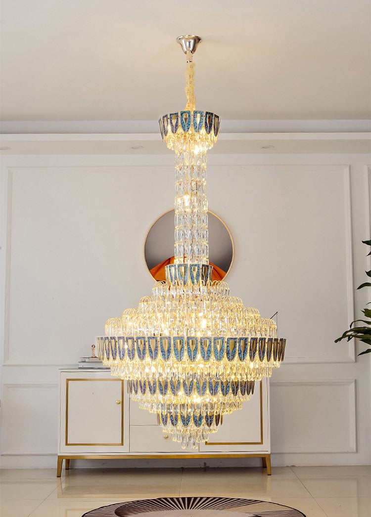 Riviko Grand Empire Tiered Crystal Chandelier - Background Shot