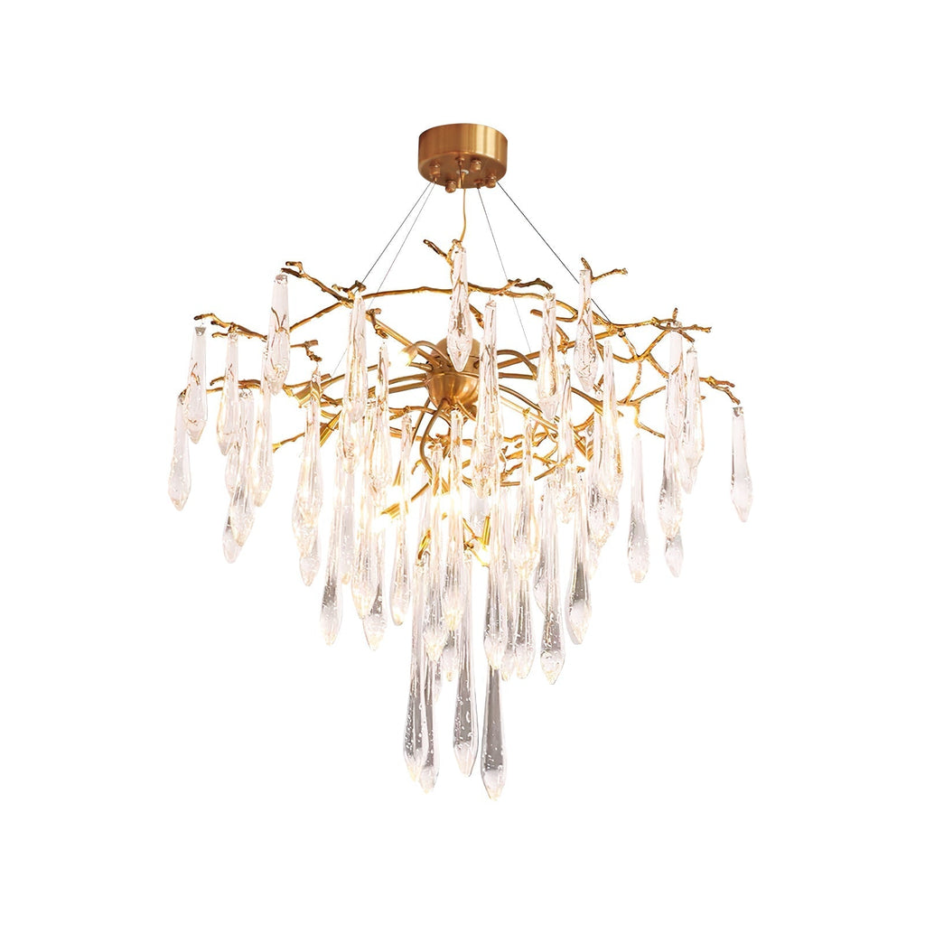 Icicle Branch Brass Crystal Chandelier