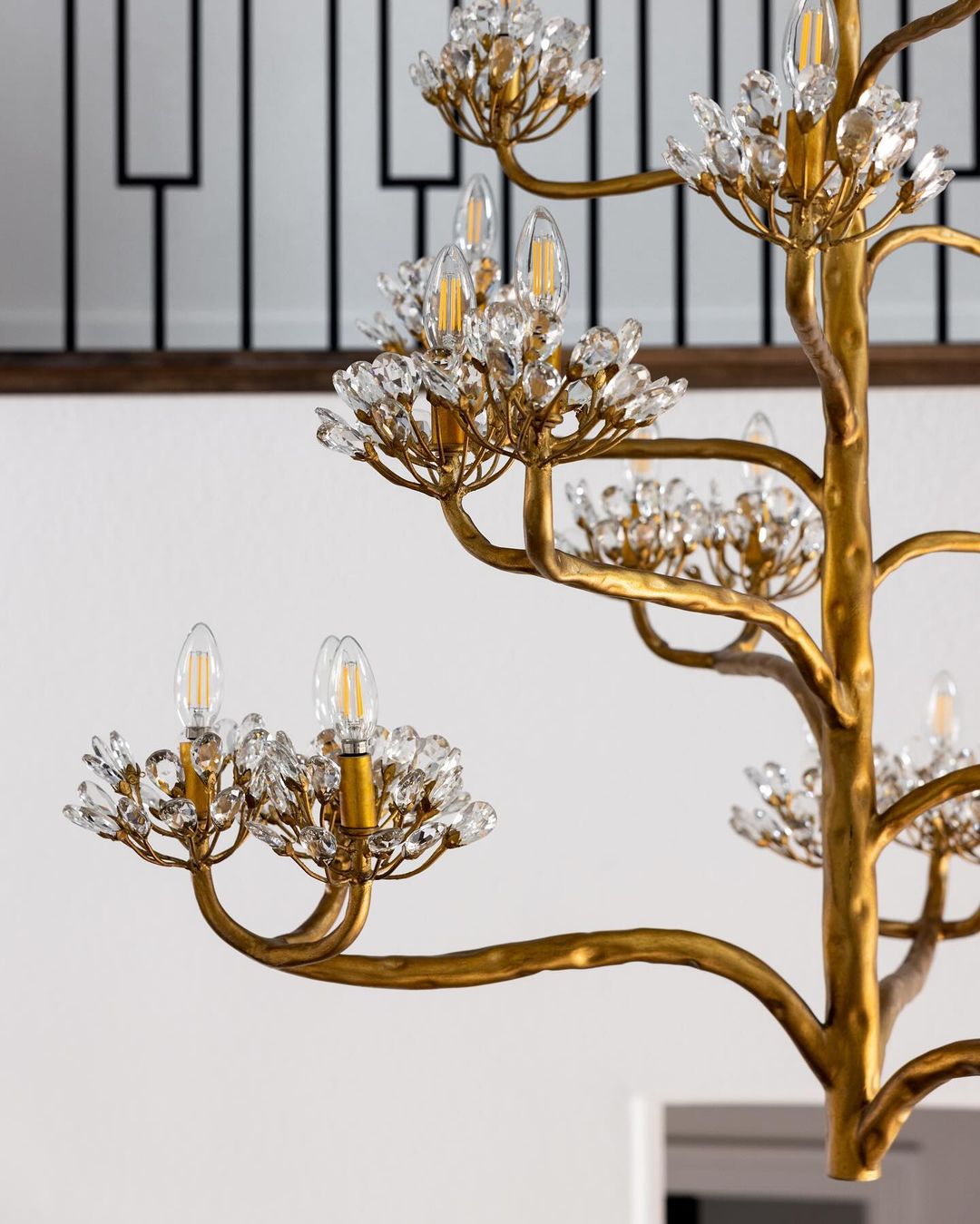 Riviko Veridian Bloom 22-Light Gold Chandelier - Background Shot