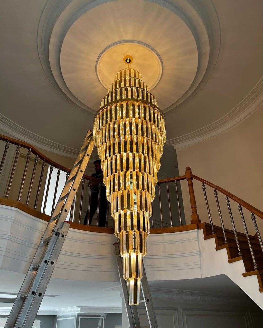 Riviko Grand Pyramid Crystal Chandelier - grand American estate foyer