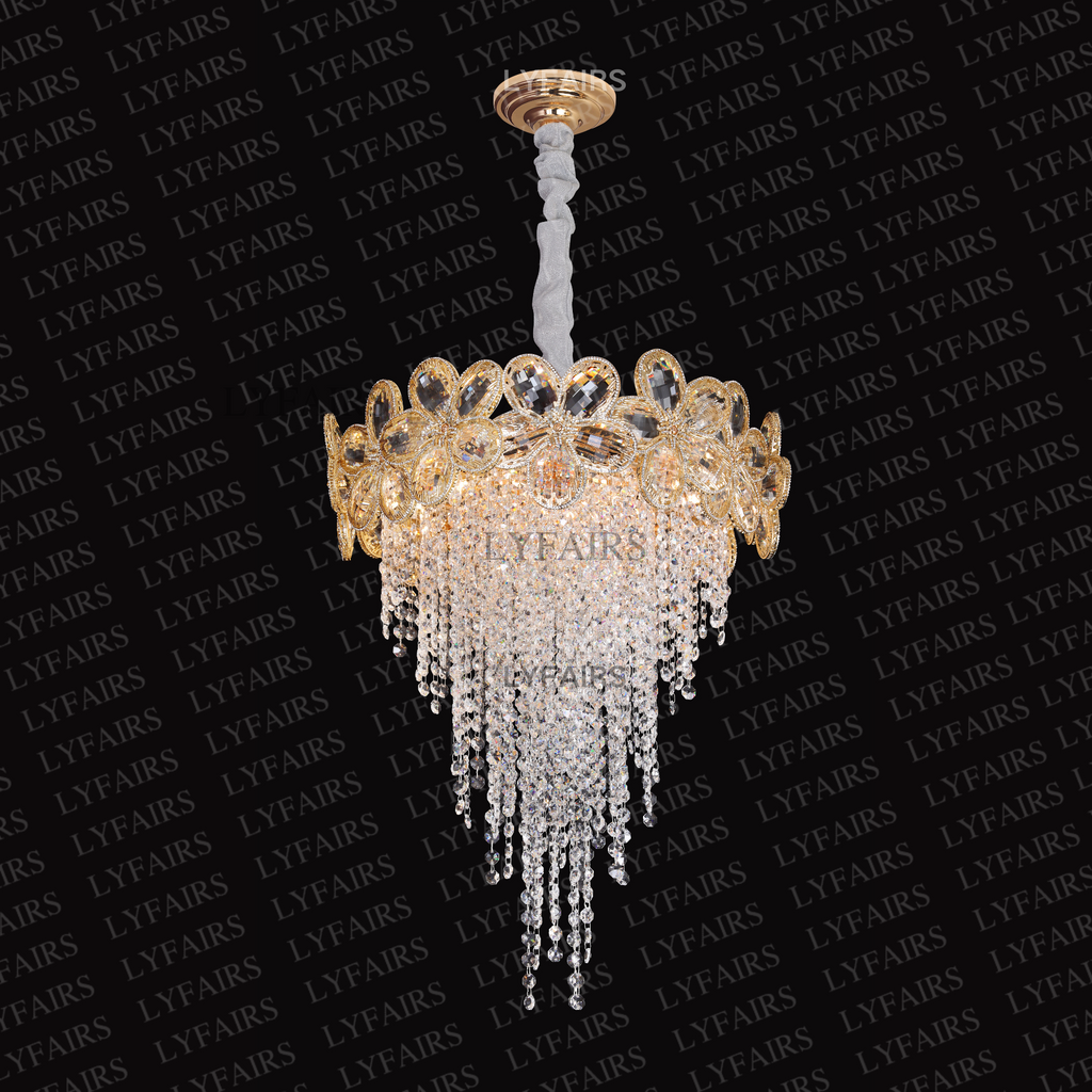 Modern Flower Crystal Tassel Chandelier for Living Room/Dining Room