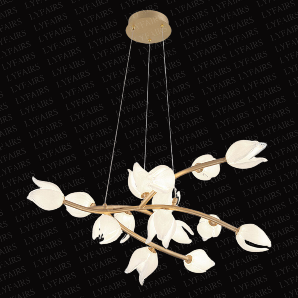 Riviko Verdant Bloom Glass Branch Chandelier - Background Shot