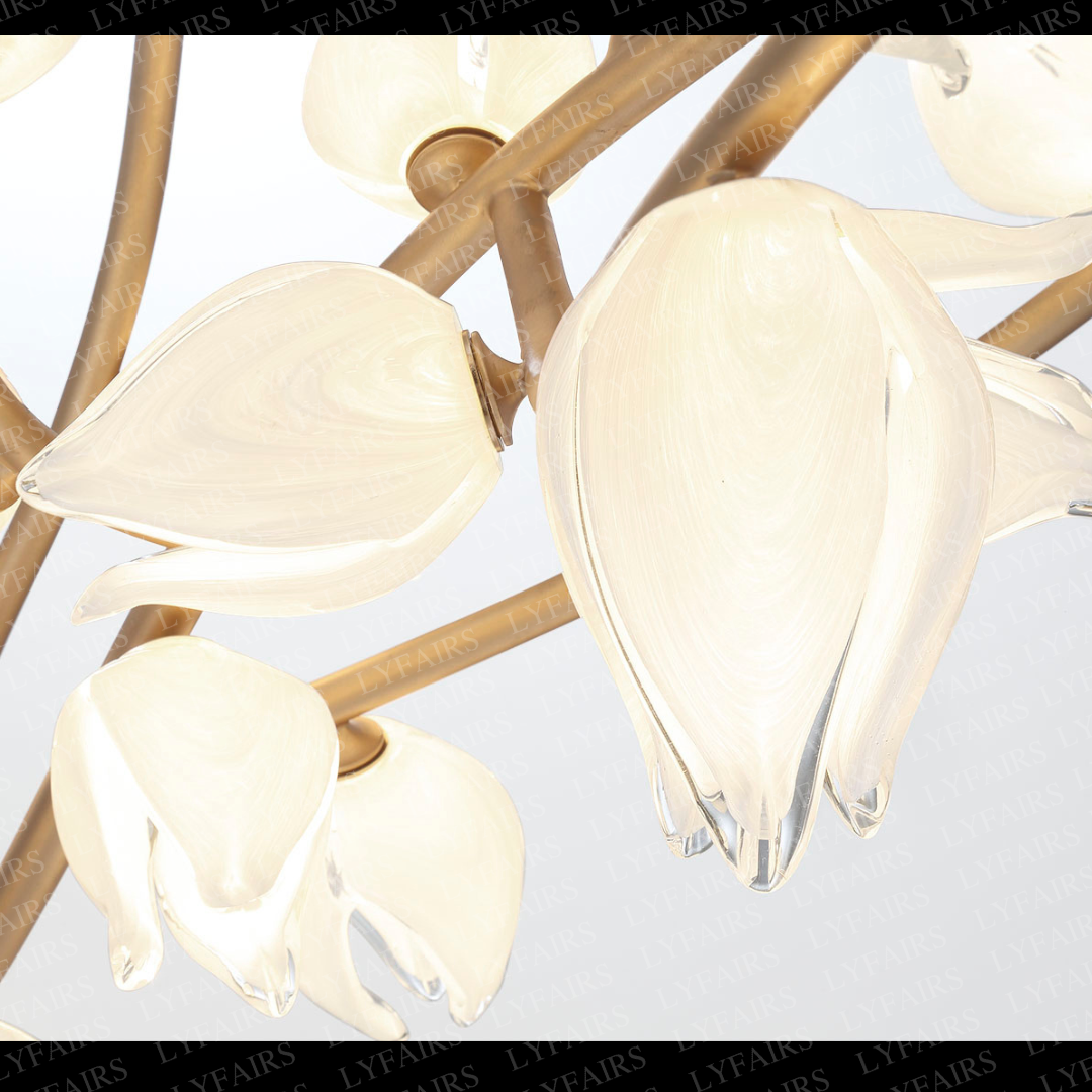 Riviko Verdant Bloom Glass Branch Chandelier - Background Shot