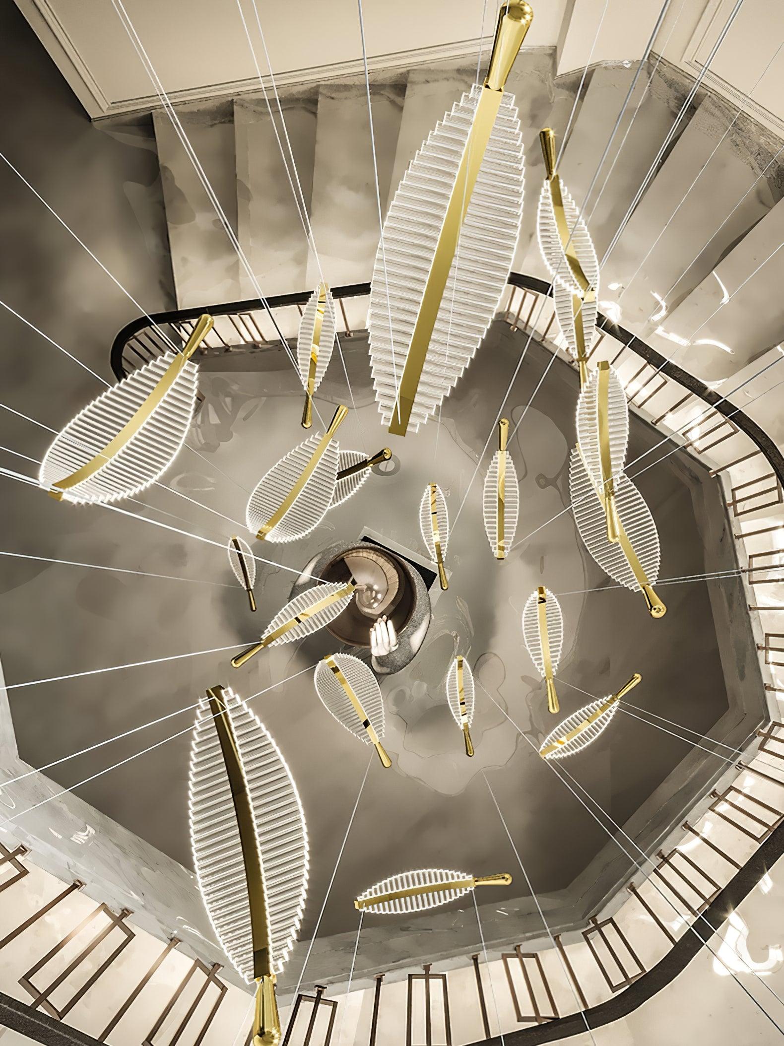 Leaf Crystal Spiral LED Chandelier
