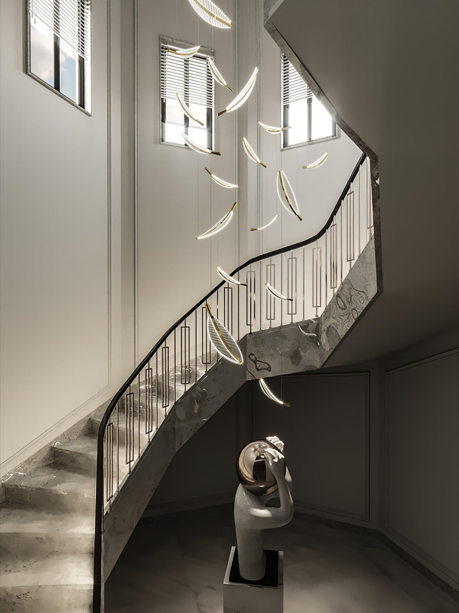 Leaf Crystal Spiral LED Chandelier