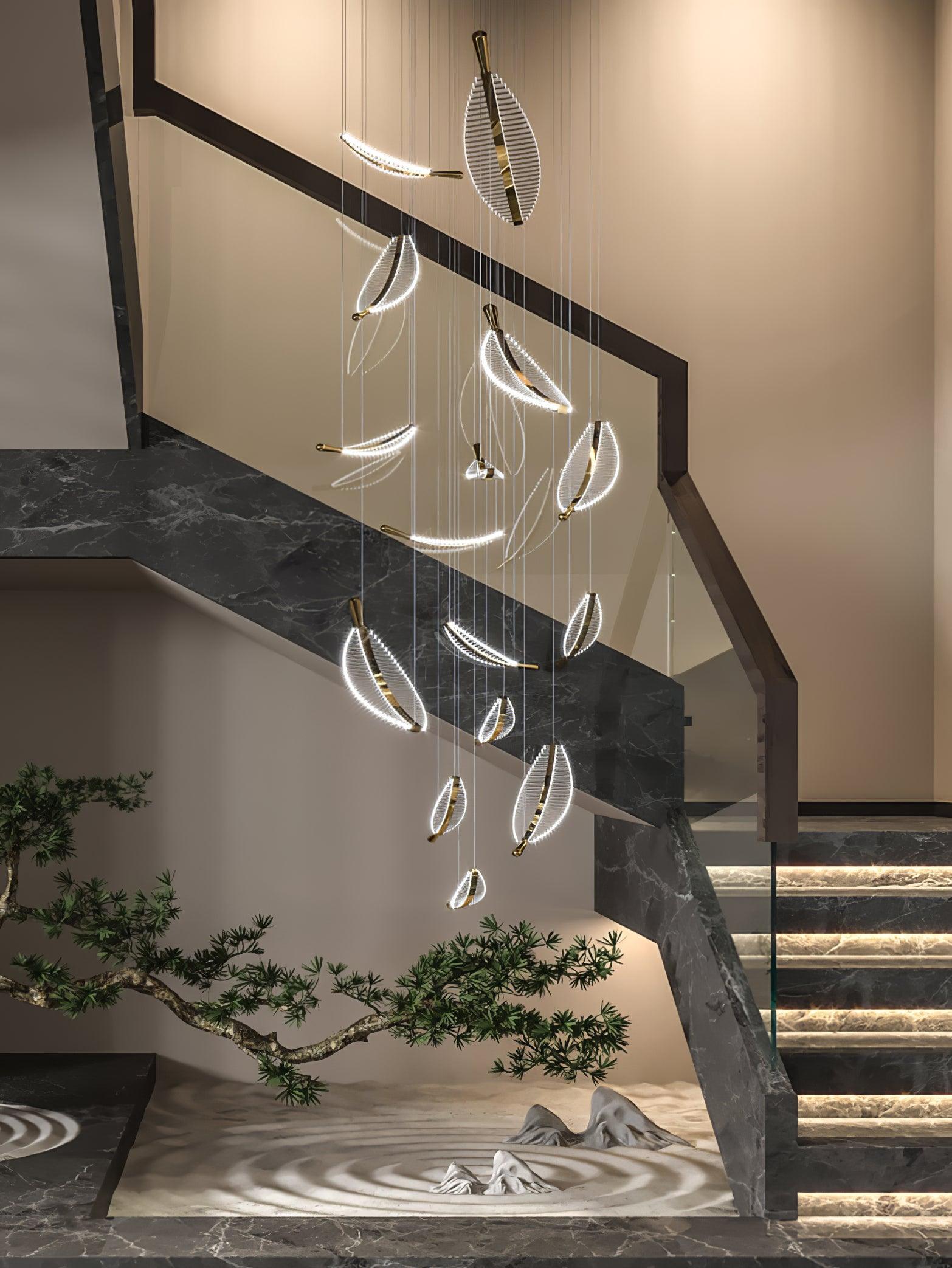 Leaf Crystal Spiral LED Chandelier