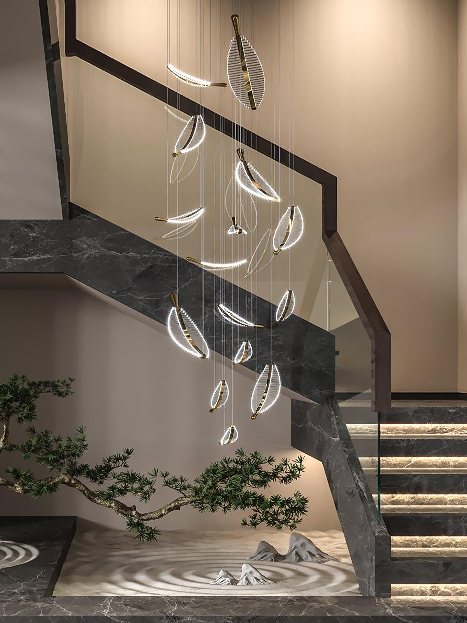Leaf Crystal Spiral LED Chandelier