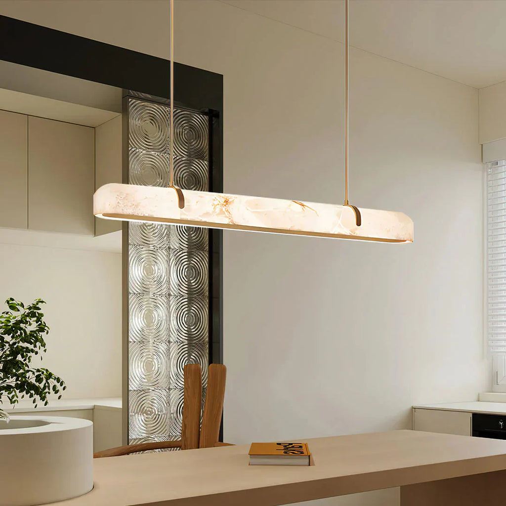Linear Alabaster Chandelier, Kitchen Island Pendant Light - Riviko