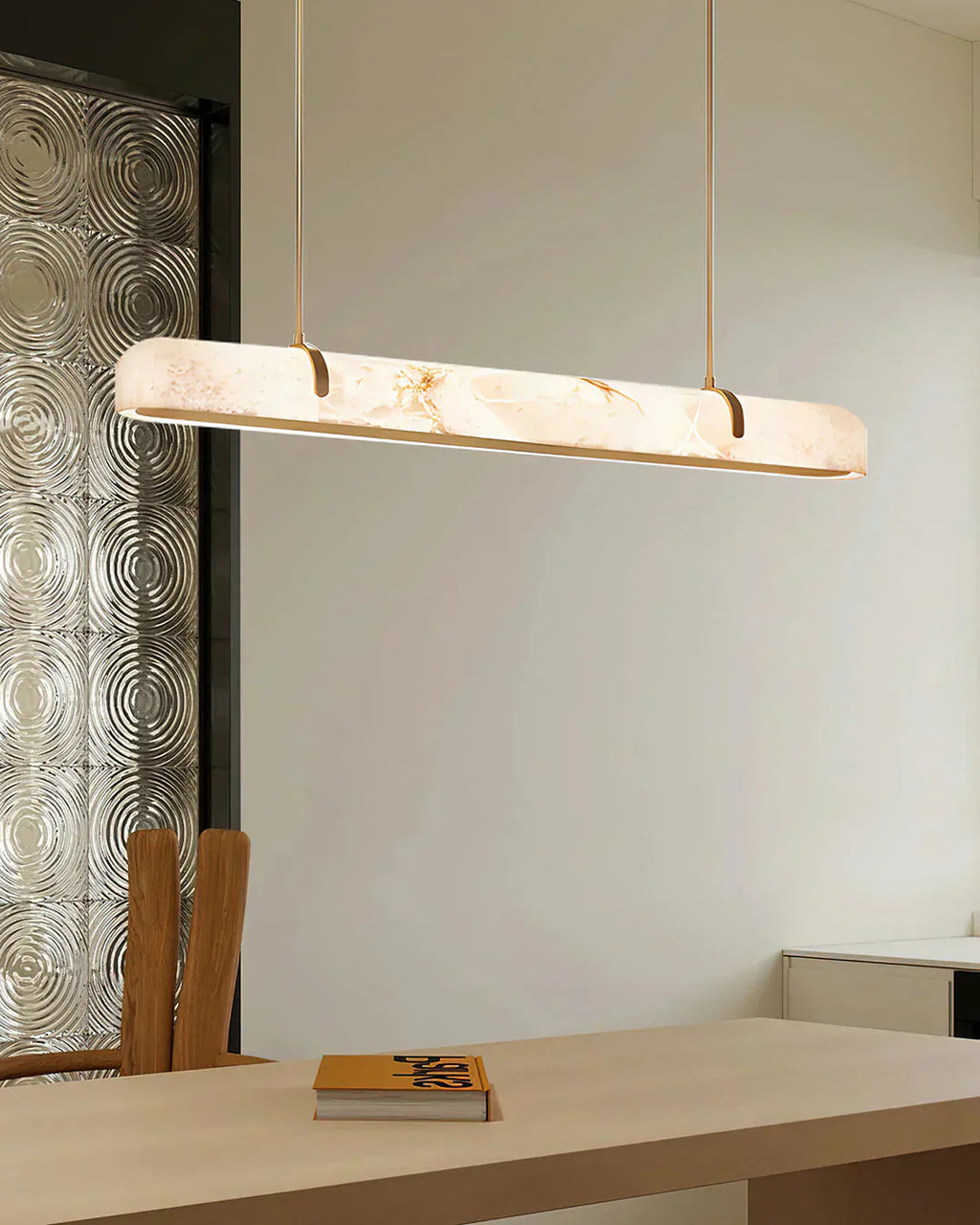 Linear Alabaster Chandelier, Kitchen Island Pendant Light - Riviko