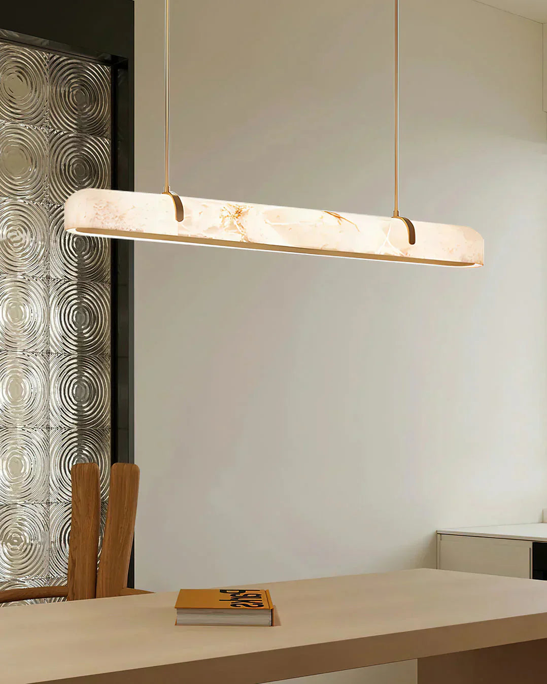 Linear Alabaster Chandelier, Kitchen Island Pendant Light - Riviko
