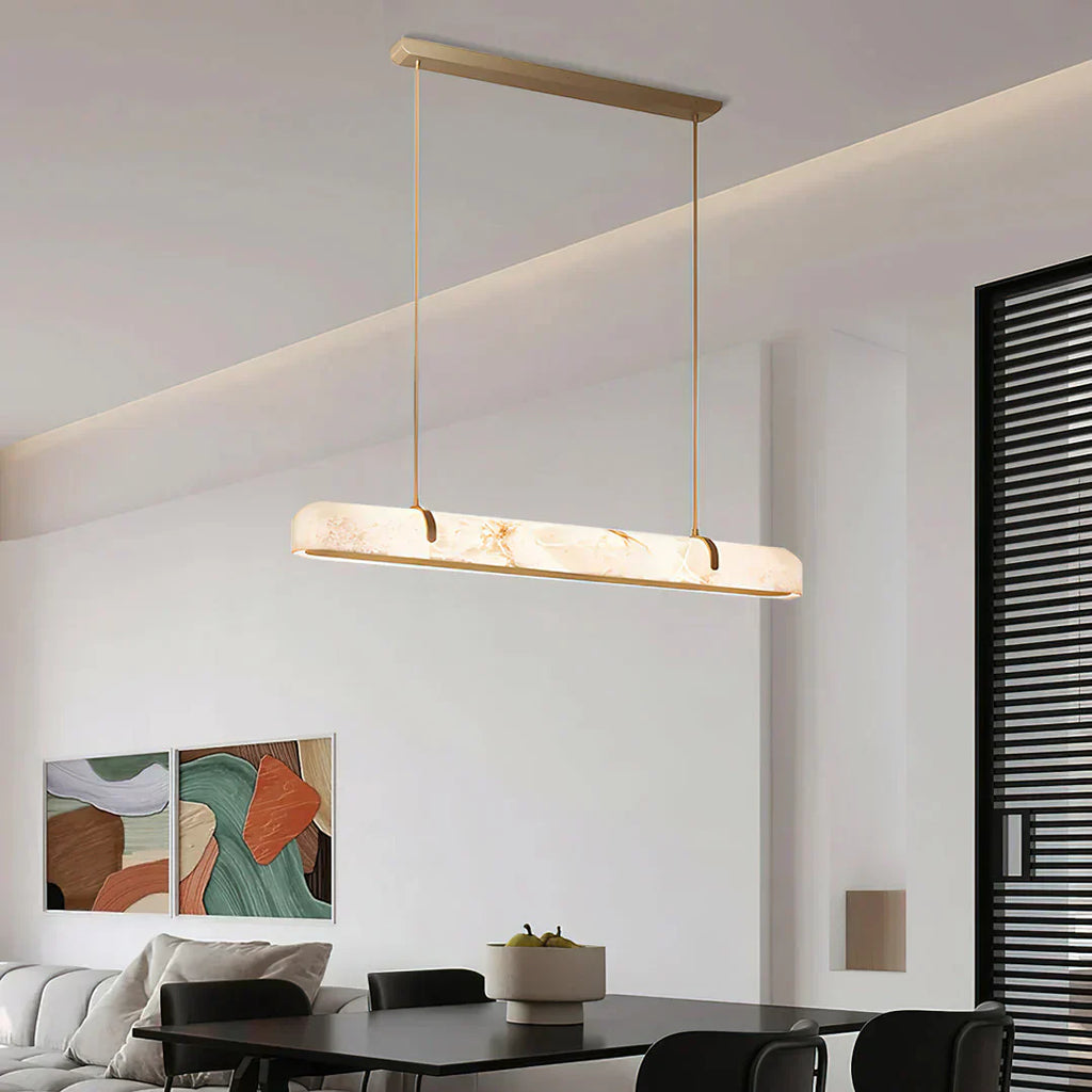 Linear Alabaster Chandelier, Kitchen Island Pendant Light - Riviko