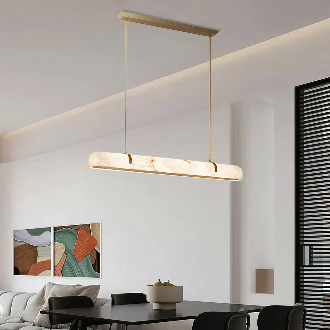 Linear Alabaster Chandelier, Kitchen Island Pendant Light - Riviko