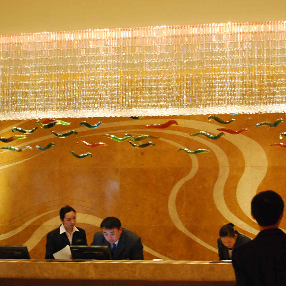 Long reception crystal chandelier