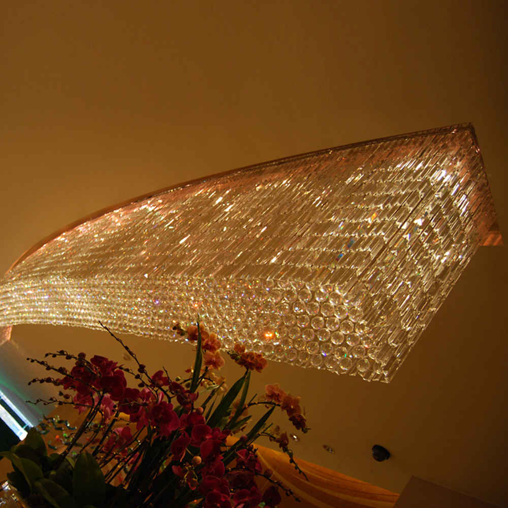 Long reception crystal chandelier