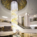 Long spiral crystal chandelier for hotel lobby